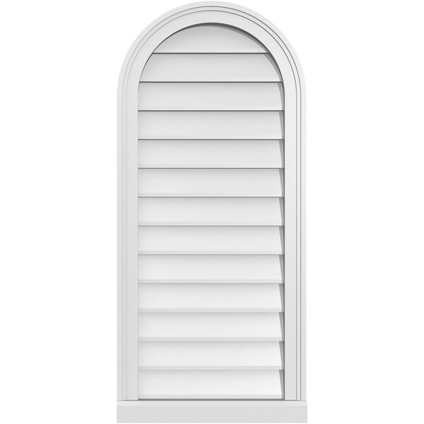 Ekena Millwork Round Top Surface Mount PVC Gable Vent w/ 2"W x 2"P Brickmould Sill Frame, 18"W x 40"H GVPRT18X4003SN - main